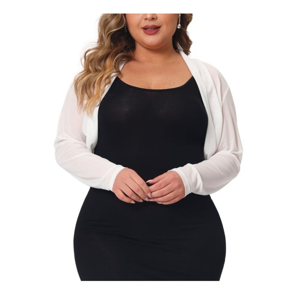 Agnes Orinda White Sheer Mesh Shrug Bolero Cardigan Plus Size 3X New With Tags